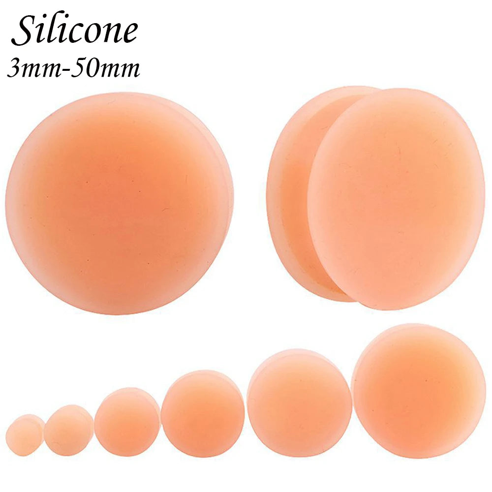 Plugs en silicone couleur chair, de 3 à 50 mm