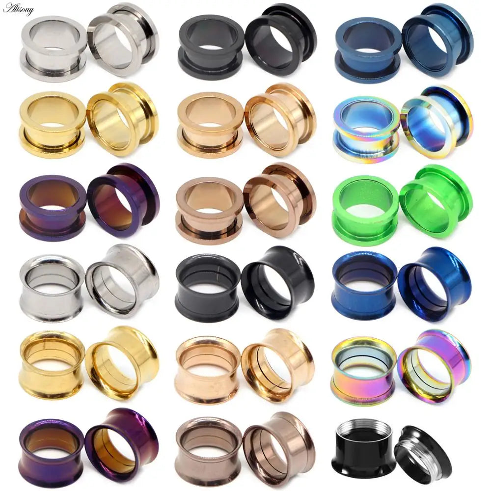 Tunnels en acier inoxydable, 3 à 28 mm (paire)