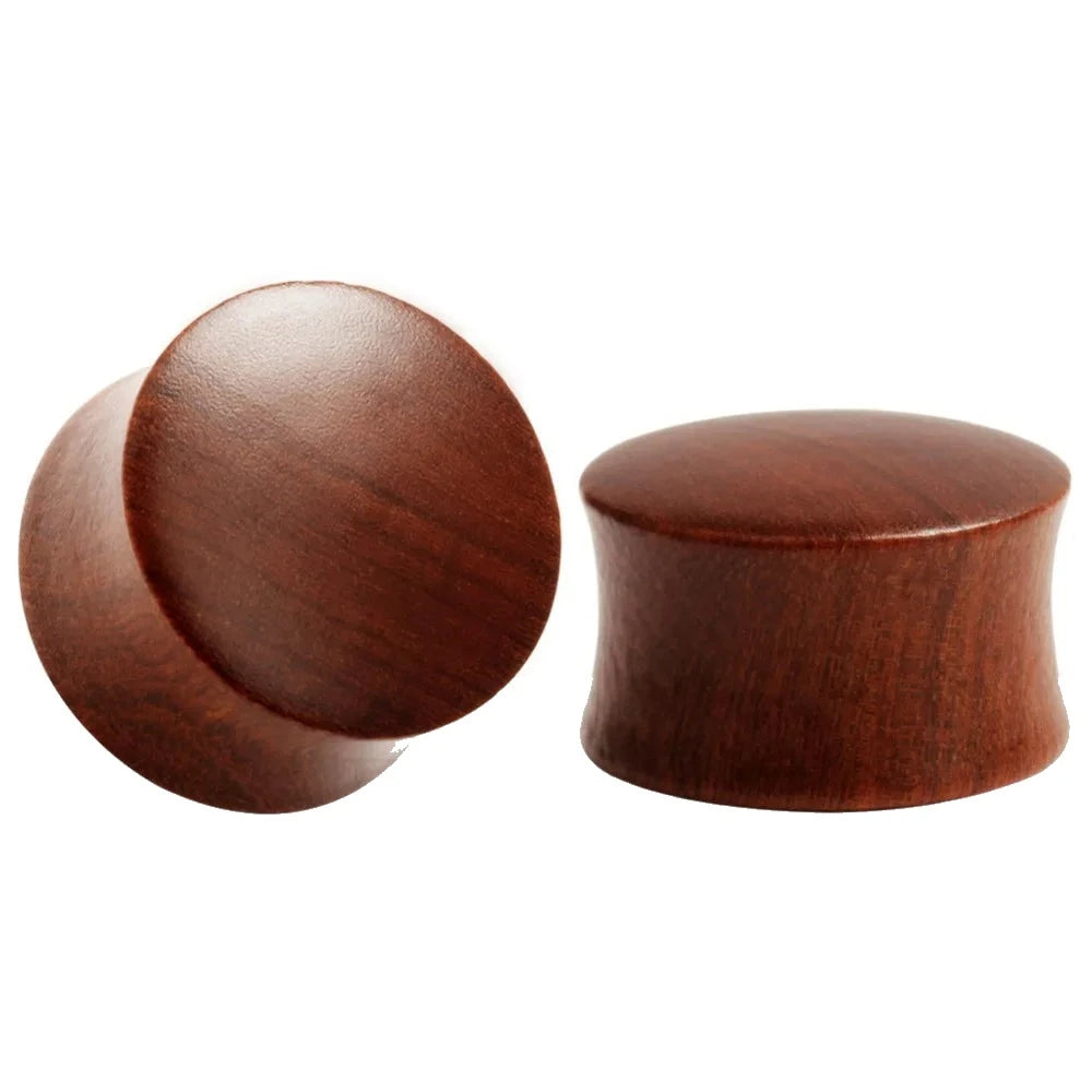 Plugs en bois massif marron, double flare, paire