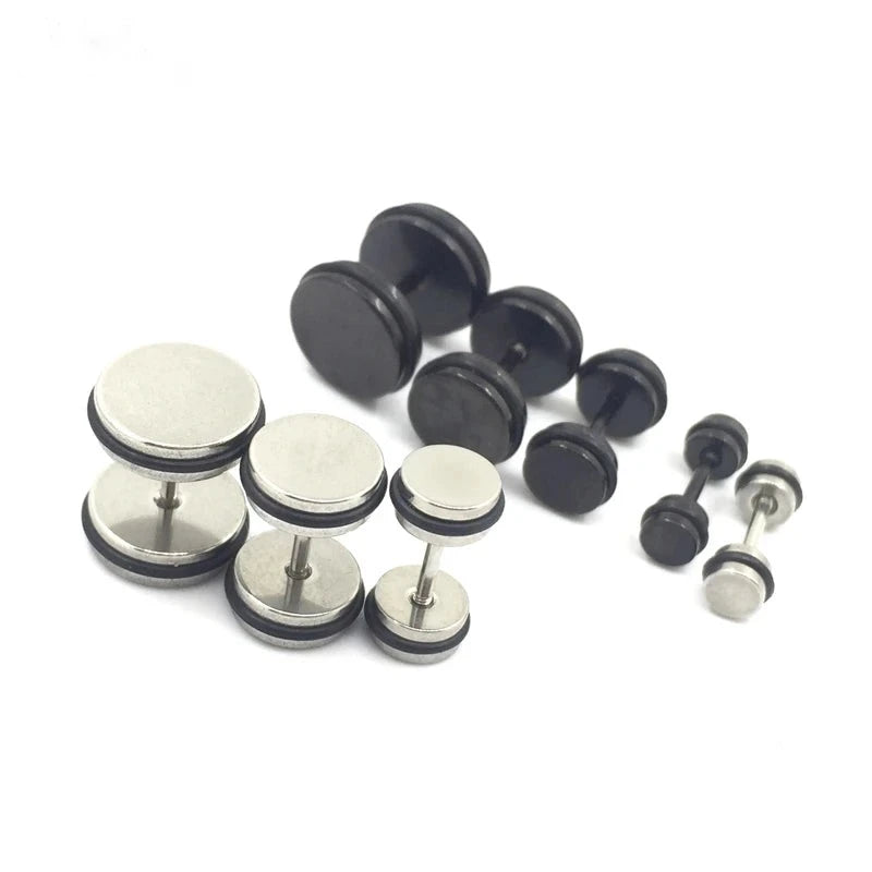 Faux plugs à joints toriques en acier noir et argenté