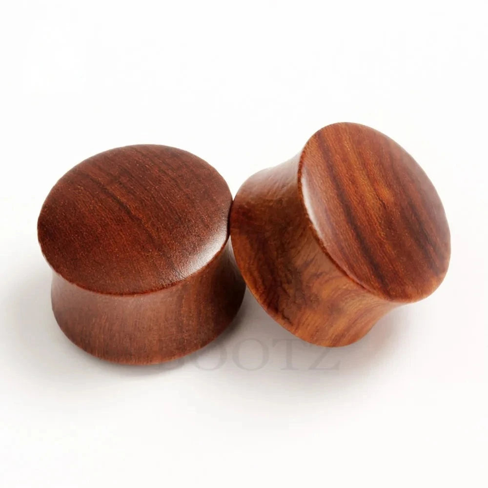Plugs en bois massif marron, paire