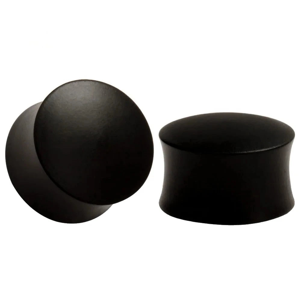 Plugs en bois massif noir, double flare, paire