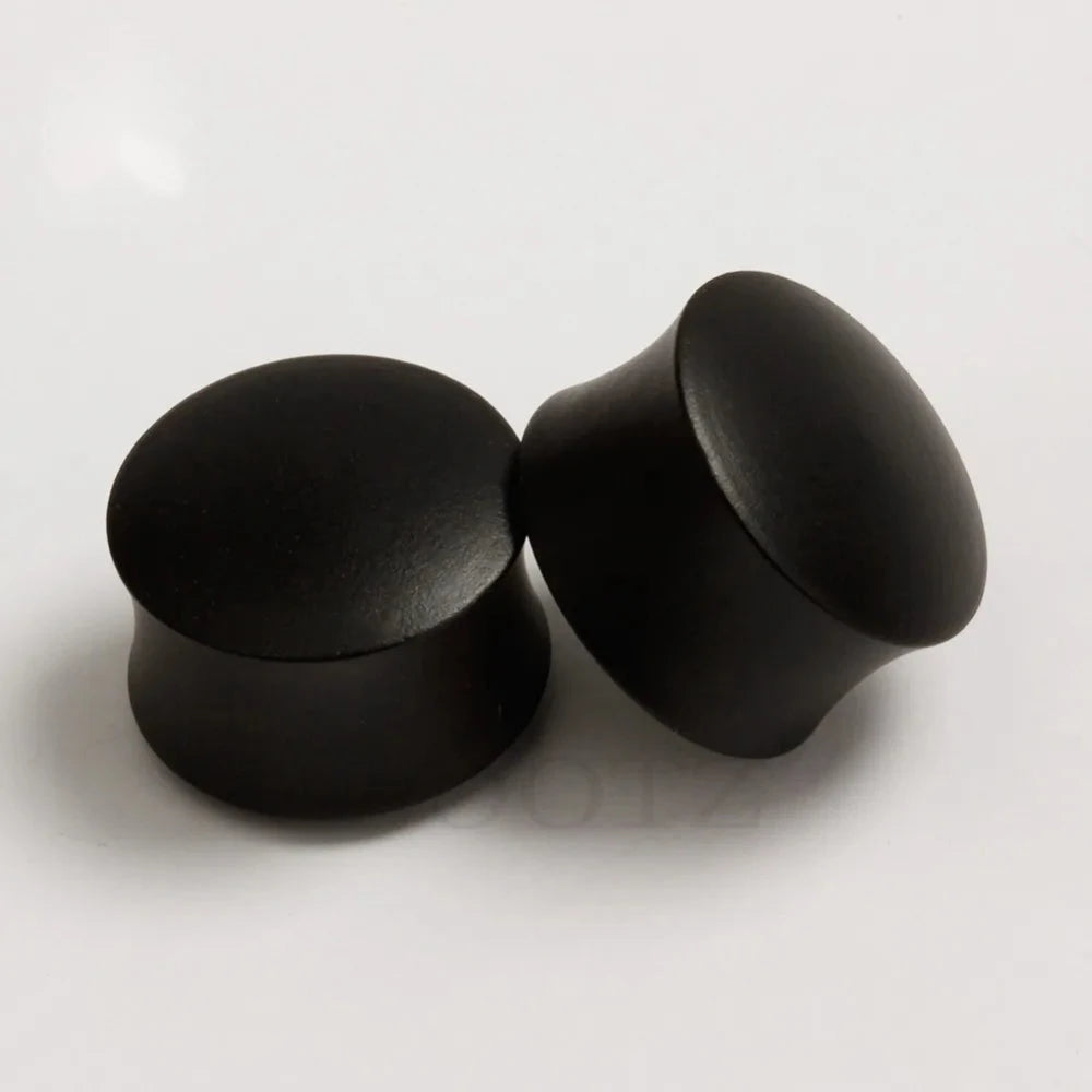Plugs en bois massif noir, paire
