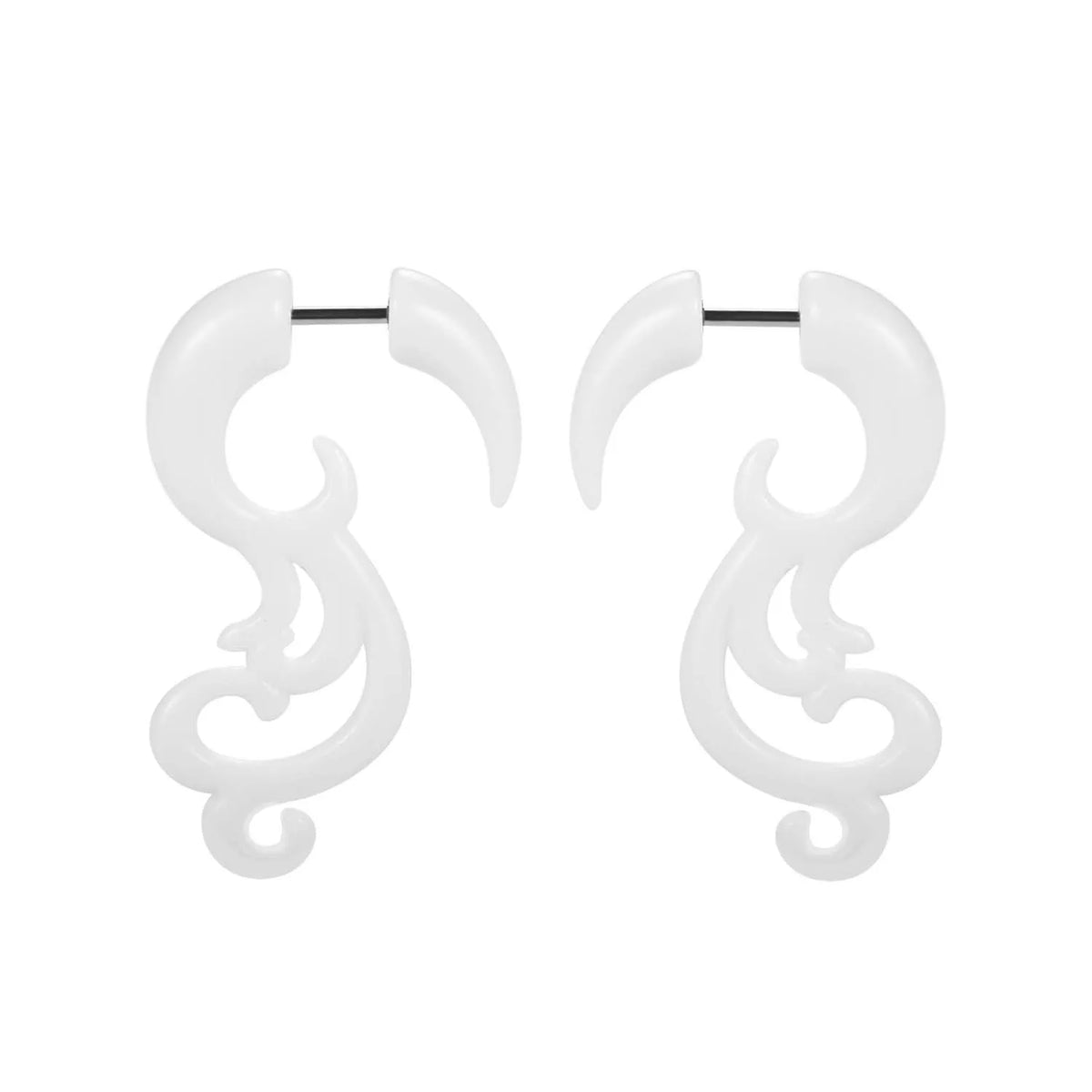 Faux écarteurs tribaux modèle arabesque, blanc