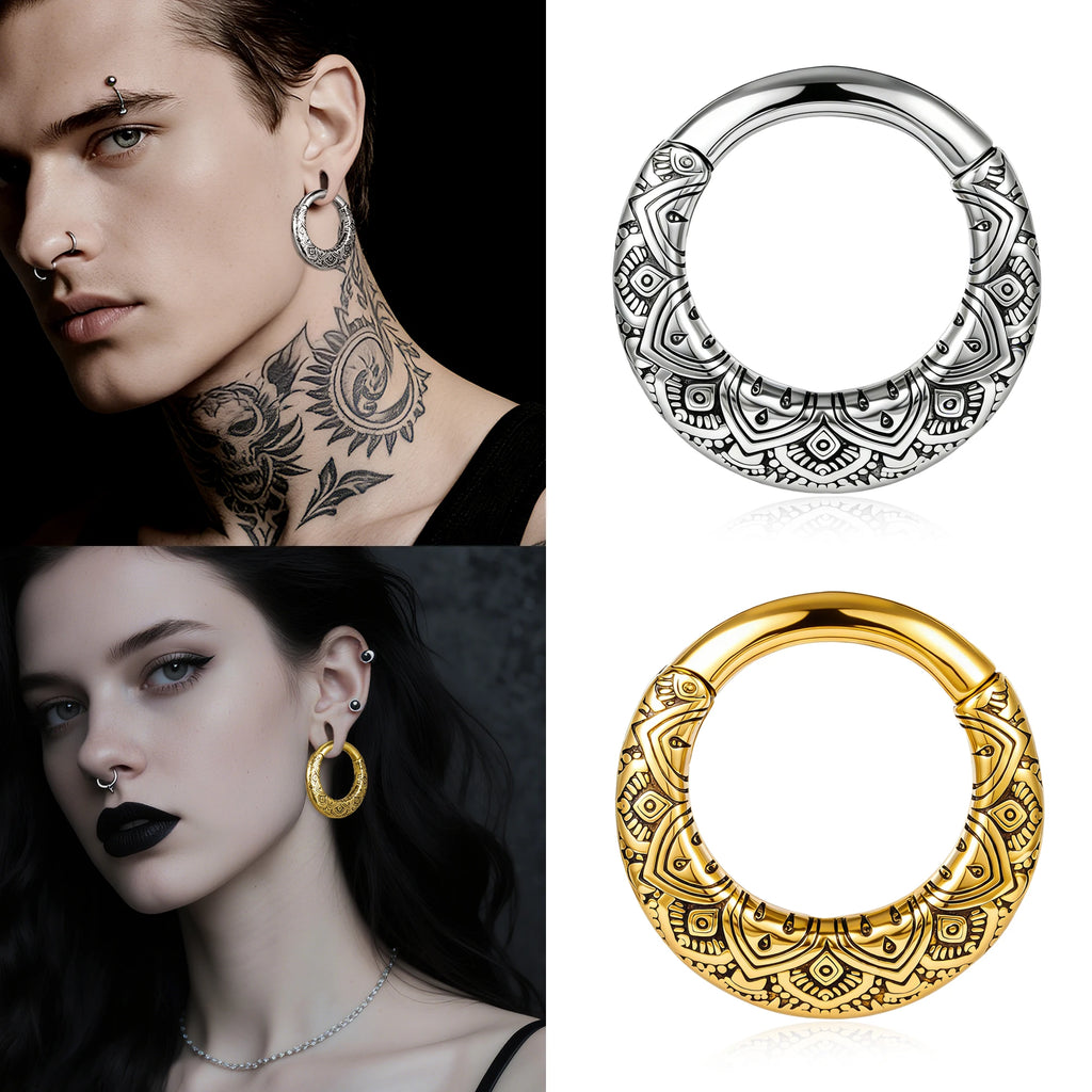 Poids d'oreille anneau vintage en acier 316L (paire)