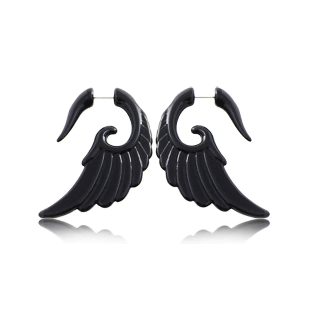 Faux écarteurs tribaux modèle ailes, noir