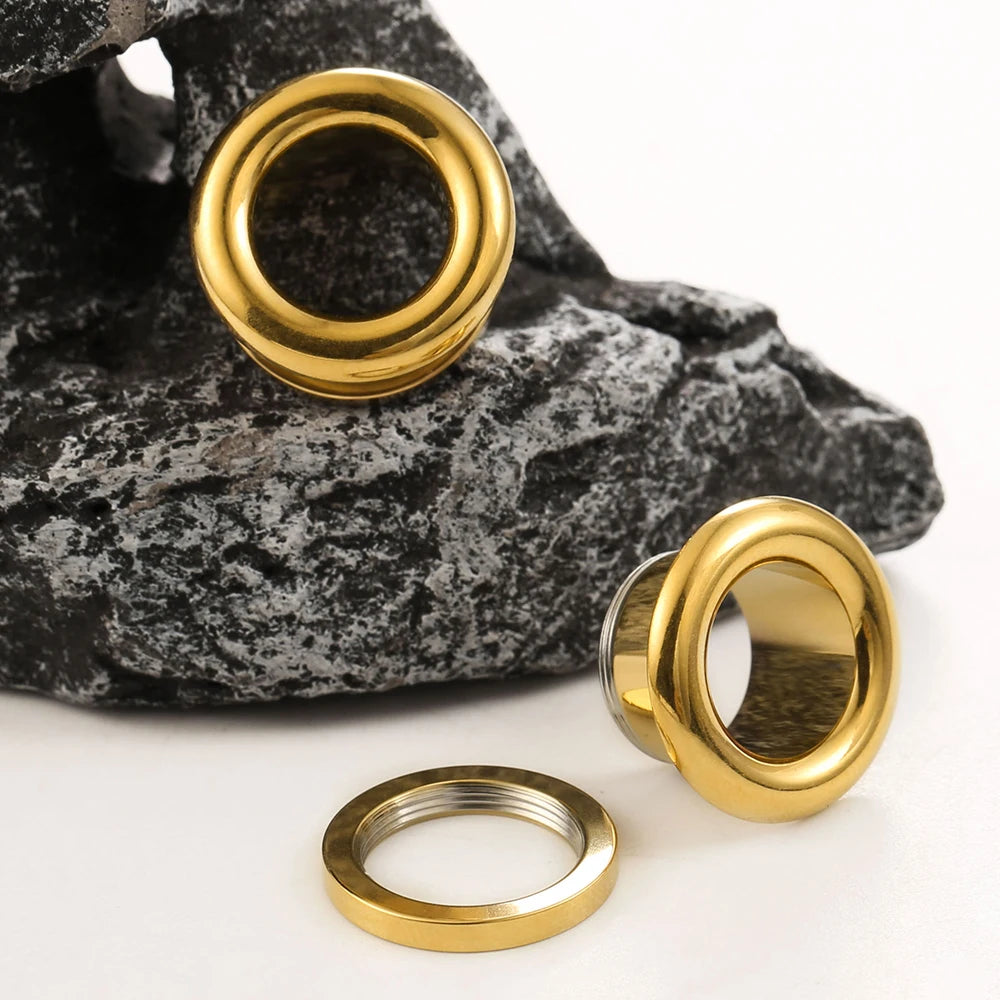 Tunnels lisses en acier 316L, 8 à 16 mm (paire)