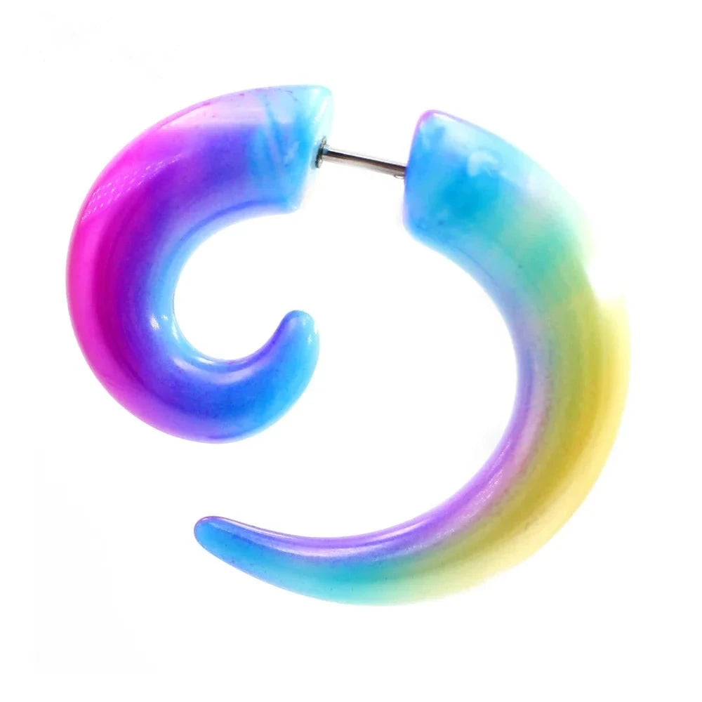 Faux écarteur spirale en acrylique arc-en-ciel