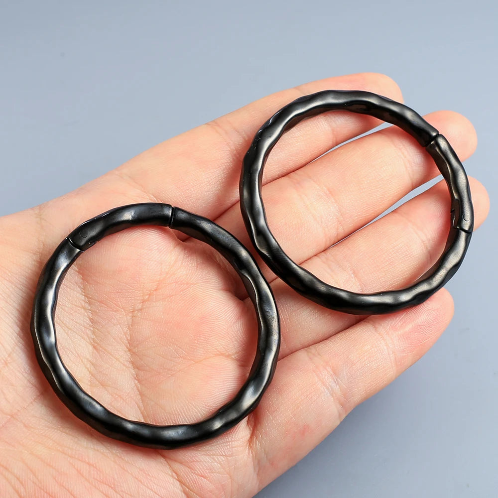 Poids d'oreille anneau martelé 50 mm en acier inoxydable