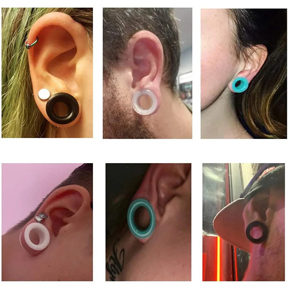 Plugs et tunnels en silicone, 3 à 48 mm (paire)