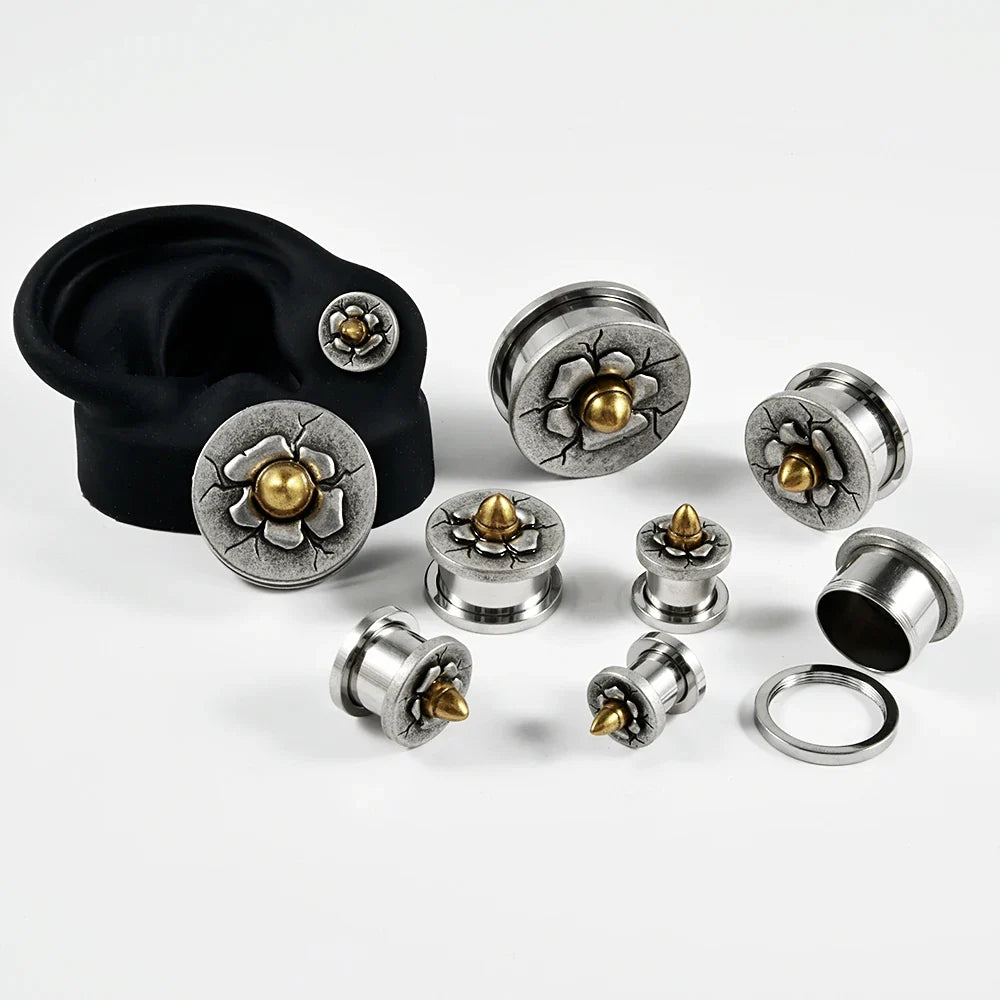 Plugs fleur à dôme en acier, plusieurs tailles