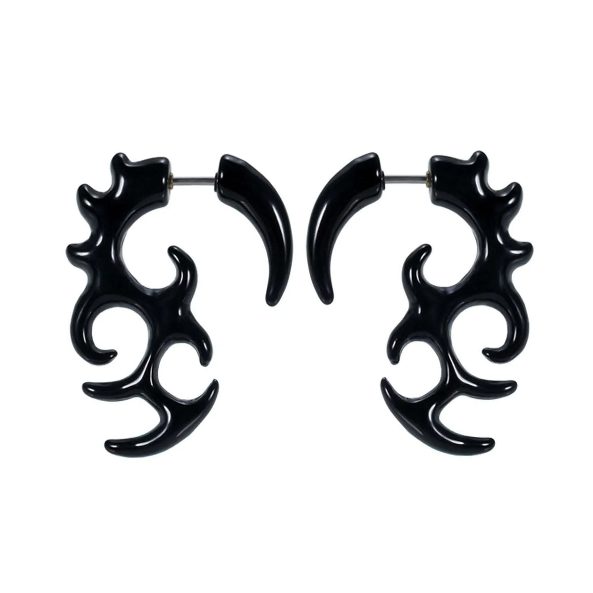 Faux écarteurs tribaux modèle flamme, noir