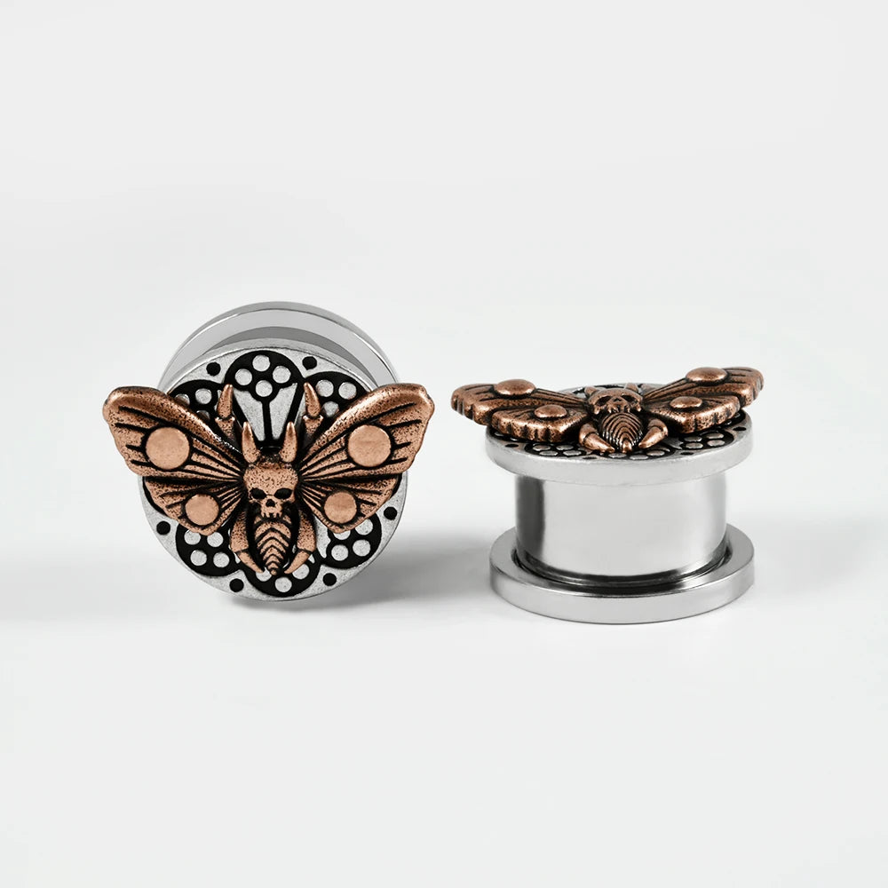 Plugs papillon de nuit en acier, paire