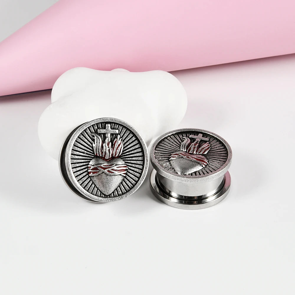 Plugs cœur sacré en acier, paire