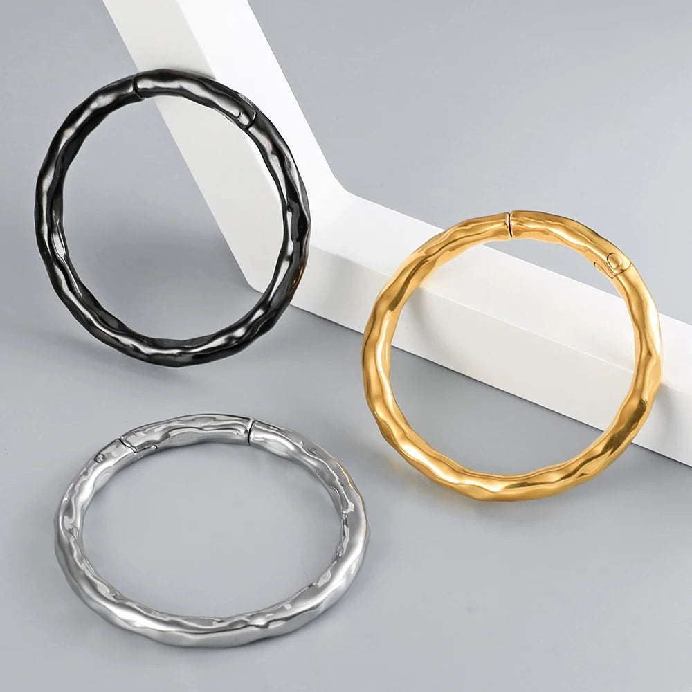 Poids d'oreille anneau martelé 50 mm en acier inoxydable