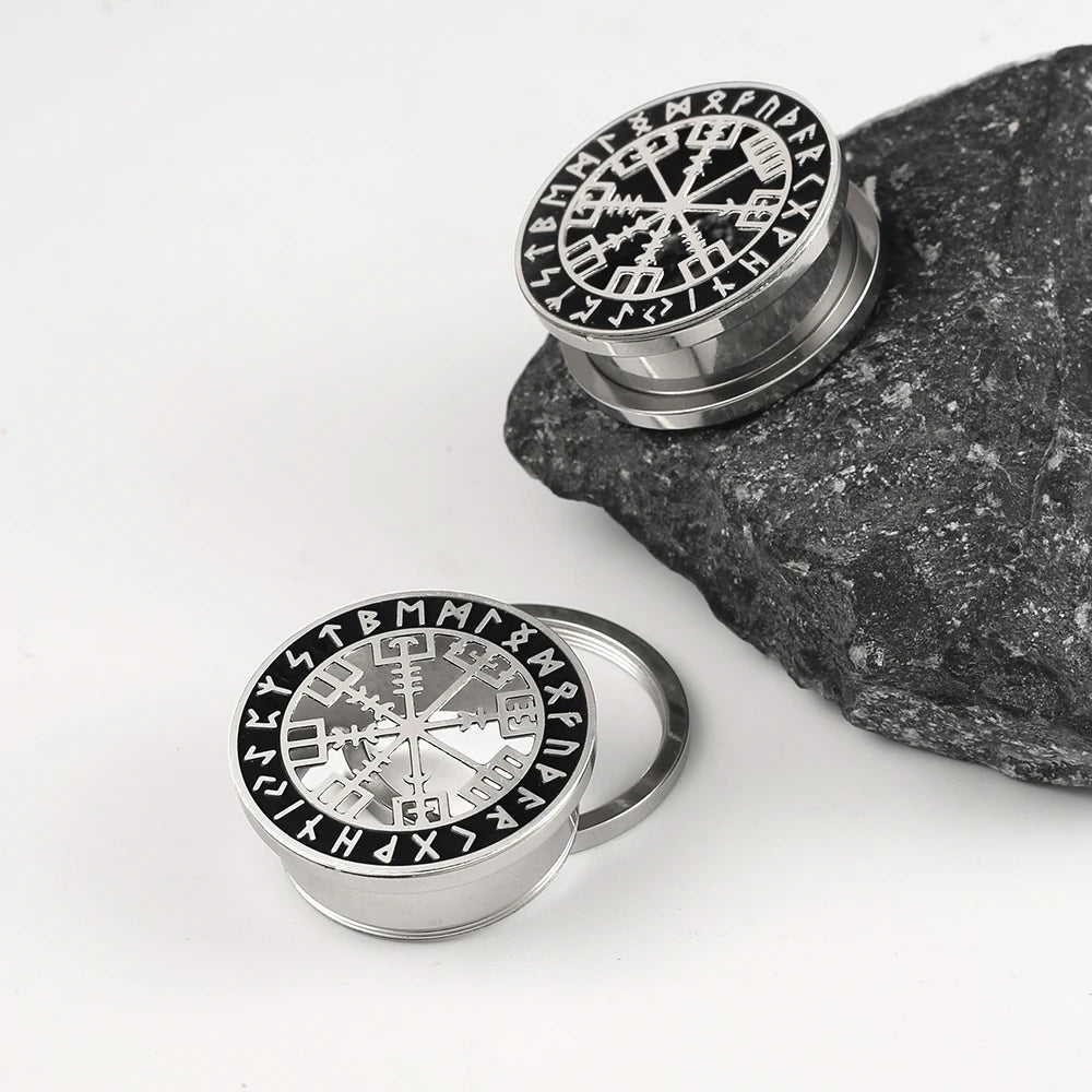 Tunnels runes vikings en acier 316 (paire)