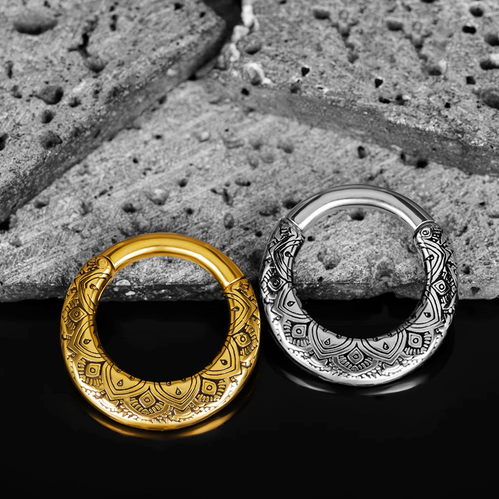 Poids d'oreille anneau vintage en acier 316L (paire)