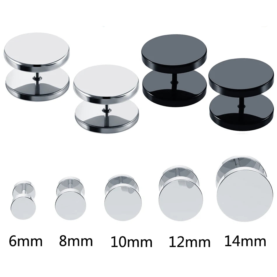 Faux plugs en acier chirurgical, tailles apparentes de 6 à 14 mm