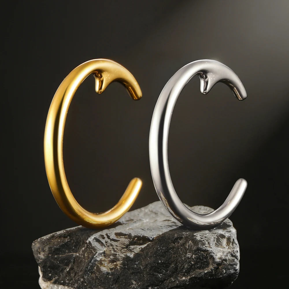 Poids d'oreille croissant de lune en acier inoxydable (paire)