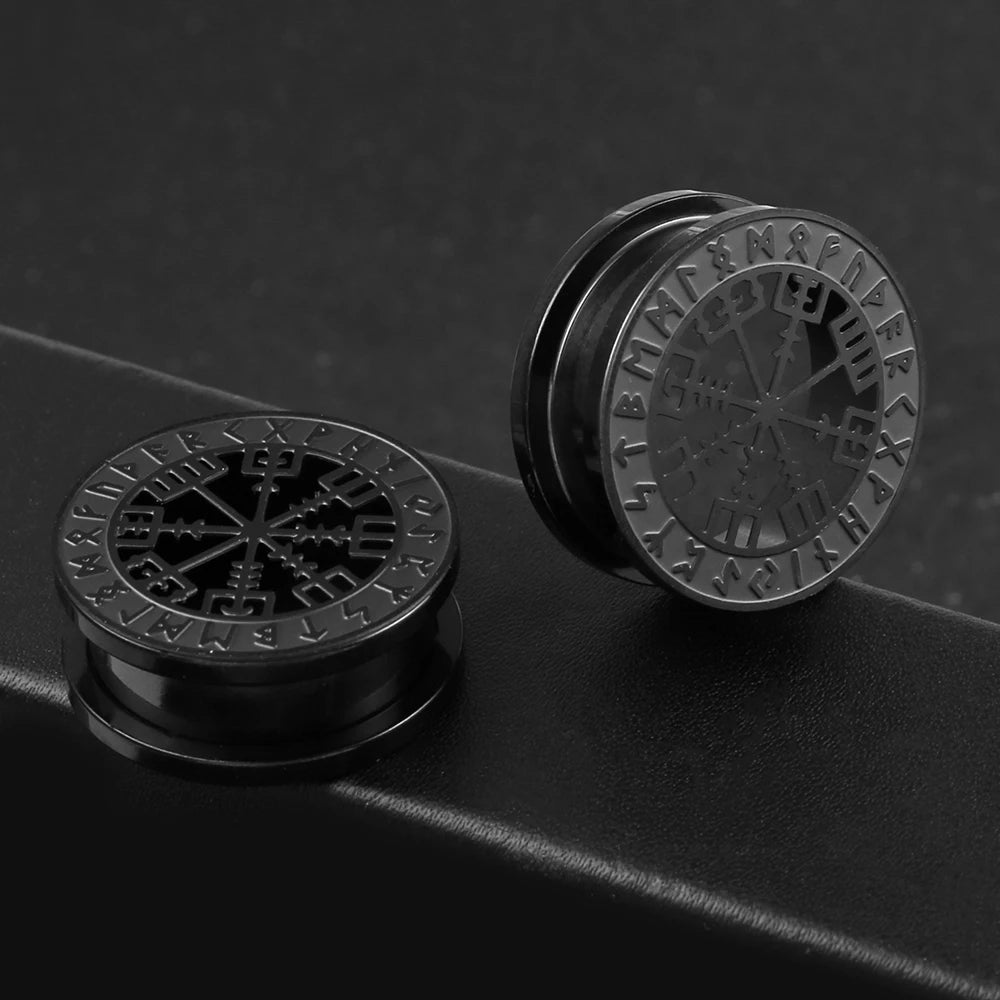 Tunnels runes vikings en acier 316 (paire)