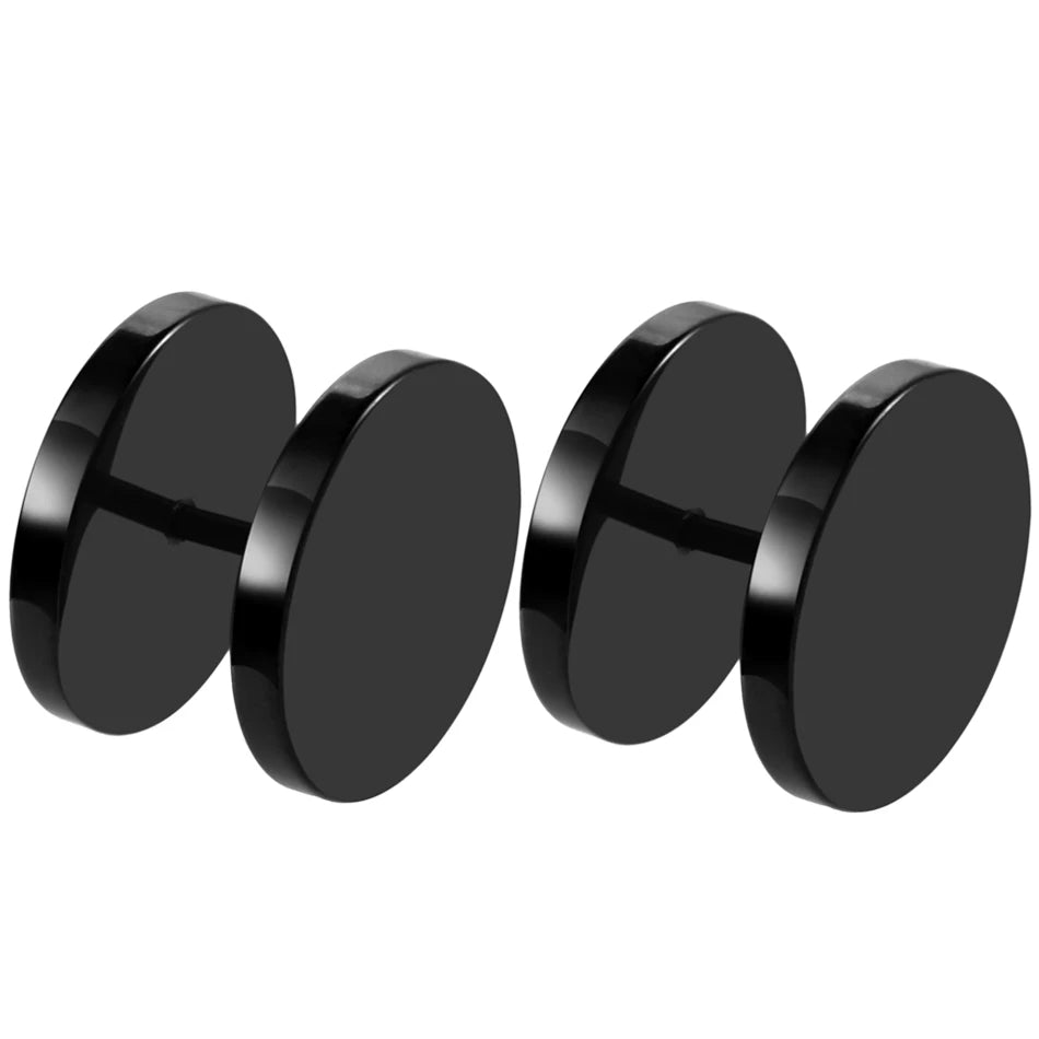Faux plugs en acier noir, paire