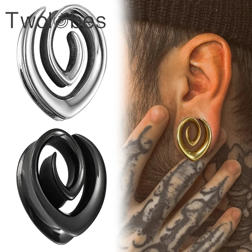Écarteurs saddle spirale goutte en acier inoxydable (paire)
