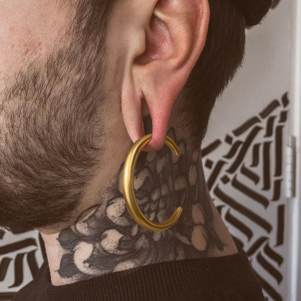 Poids d'oreille croissant de lune en acier inoxydable (paire)