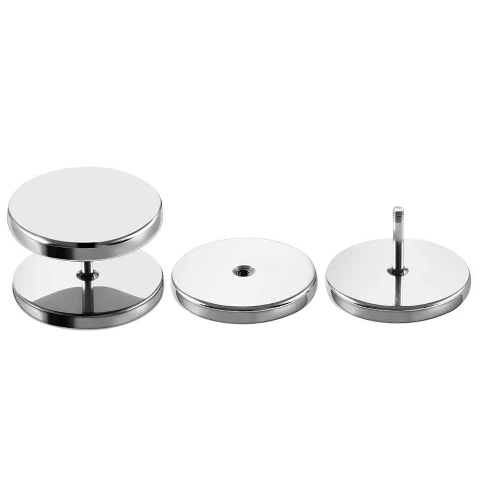 Faux plug en acier démonté : disque, tige et embout