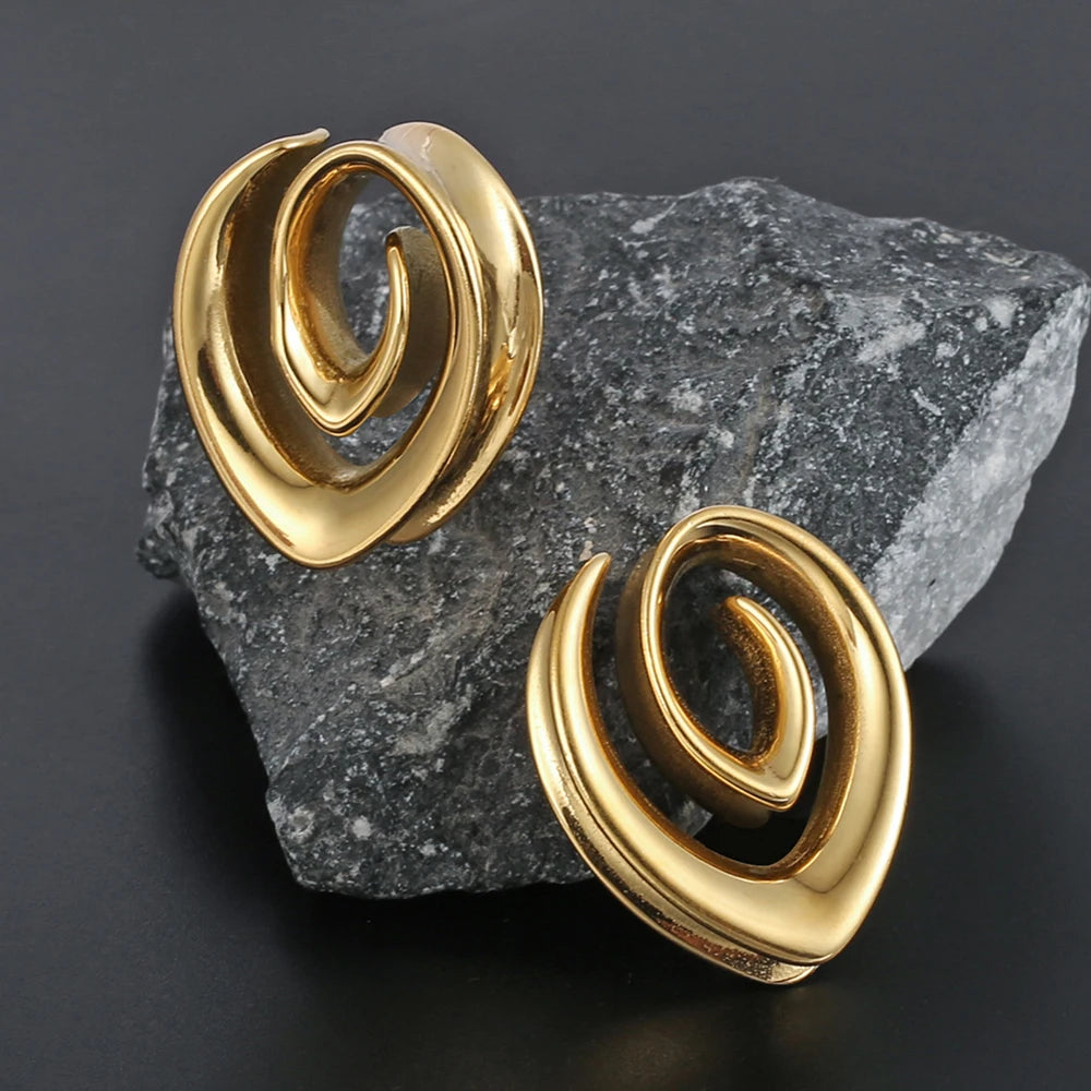 Écarteurs saddle spirale goutte en acier inoxydable (paire)