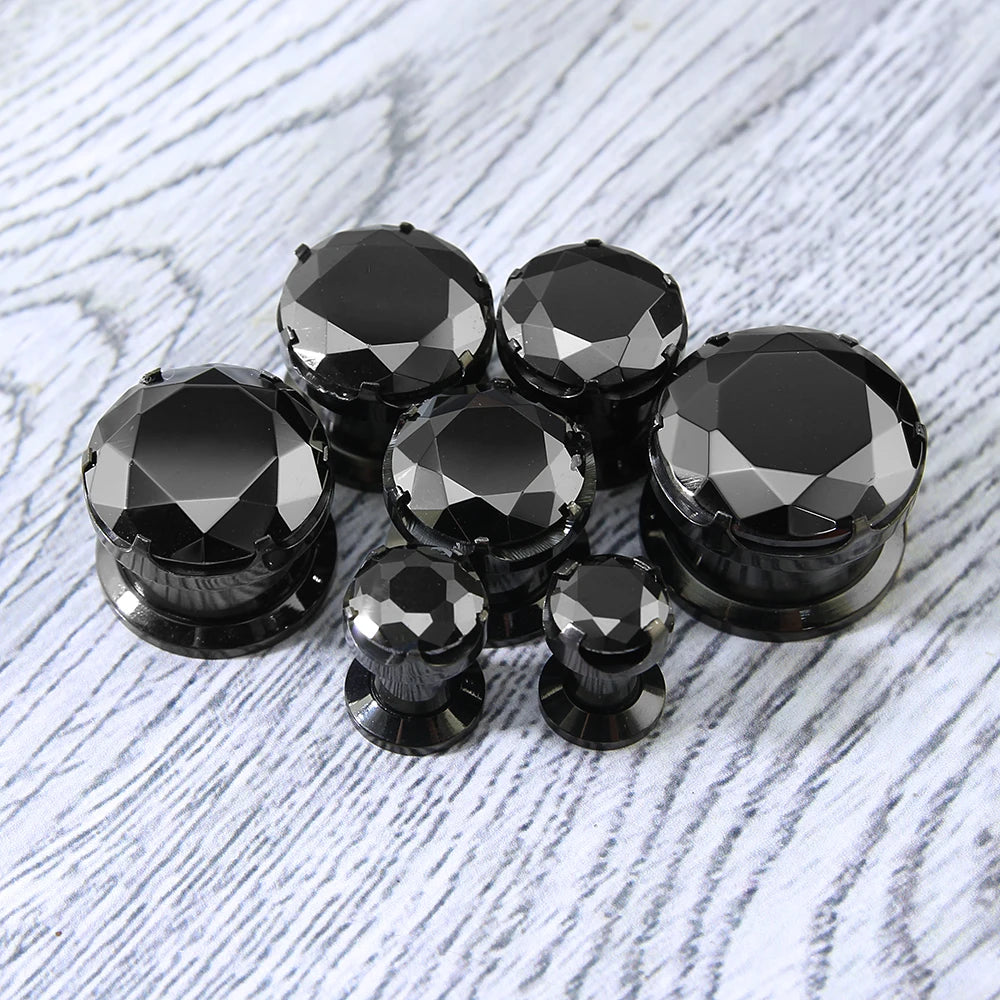 Plugs à vis sertis d'un zircon en acier inoxydable (paire)