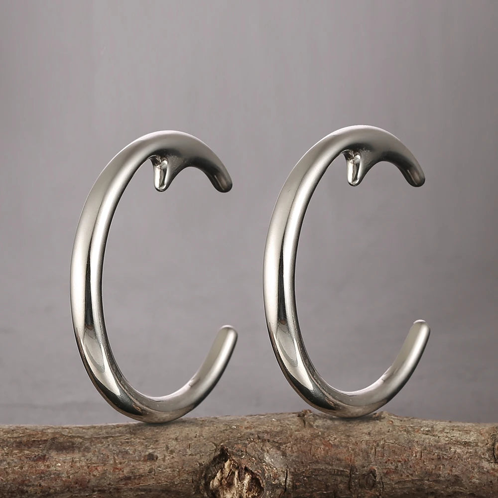Poids d'oreille croissant de lune en acier inoxydable (paire)