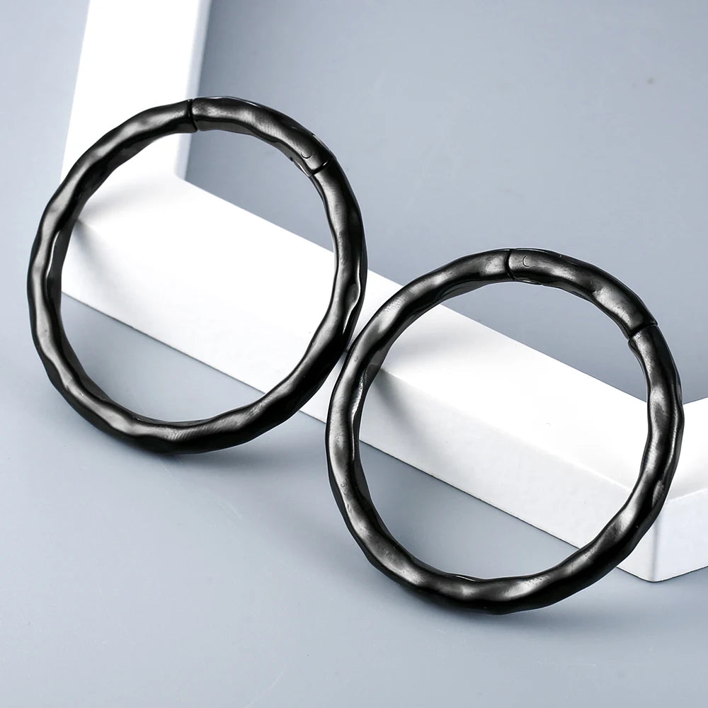 Poids d'oreille anneau martelé 50 mm en acier inoxydable