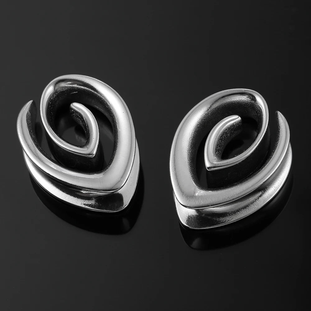 Écarteurs saddle spirale goutte en acier inoxydable (paire)
