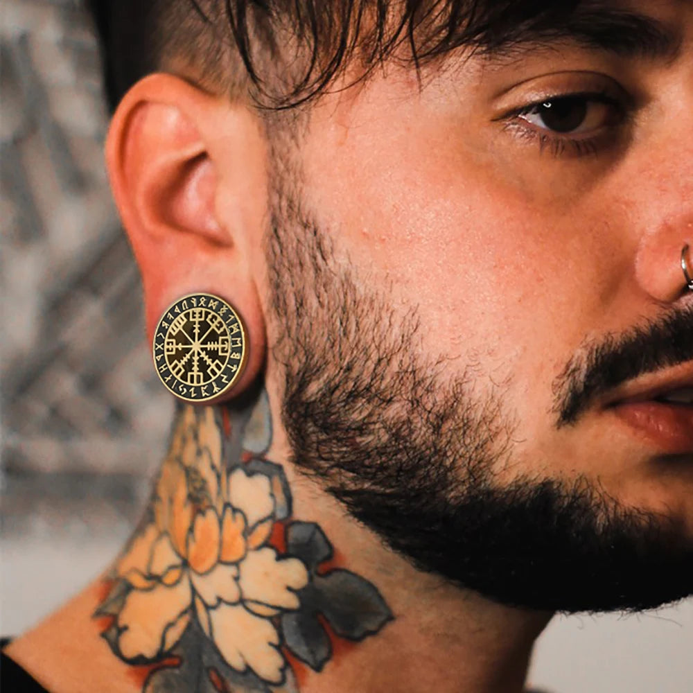Tunnels runes vikings en acier 316 (paire)