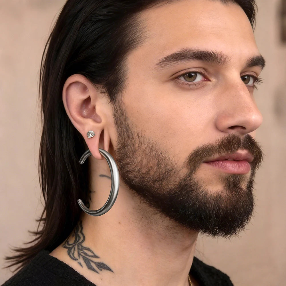 Poids d'oreille croissant de lune en acier inoxydable (paire)