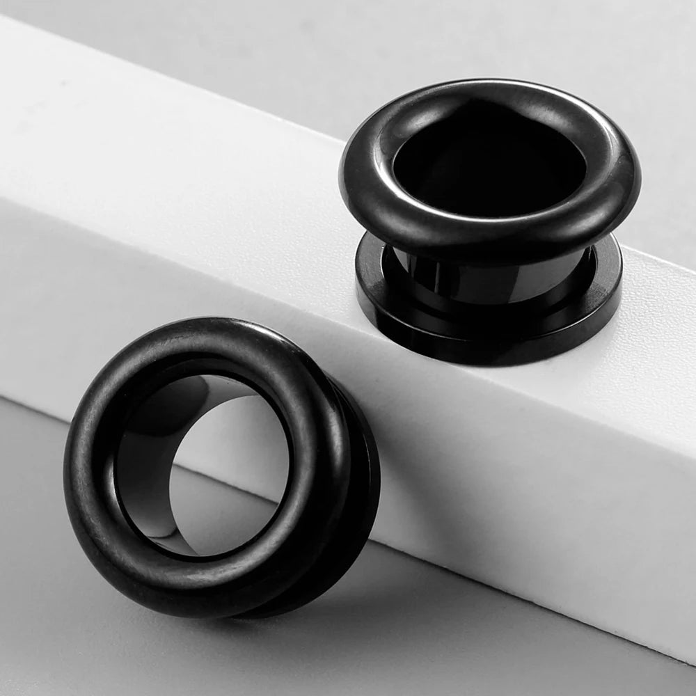 Tunnels lisses en acier 316L, 8 à 16 mm (paire)