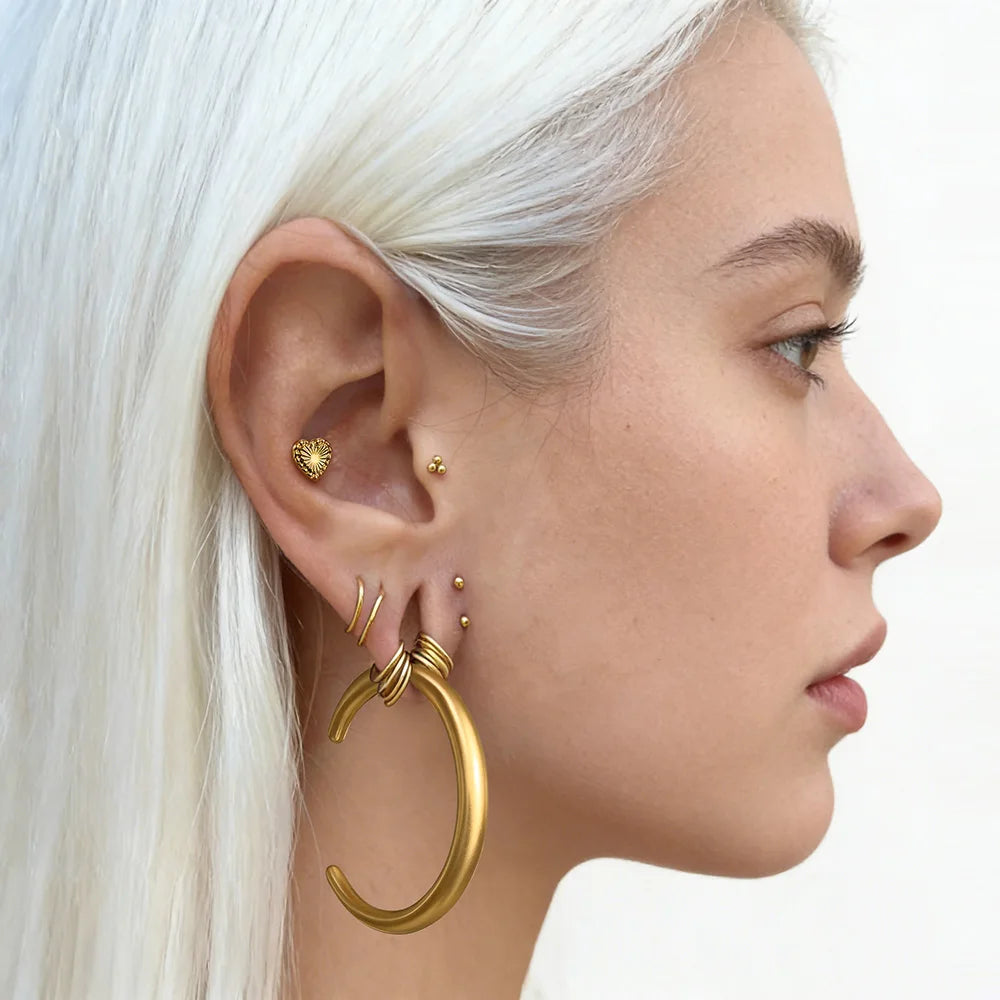 Poids d'oreille croissant de lune en acier inoxydable (paire)