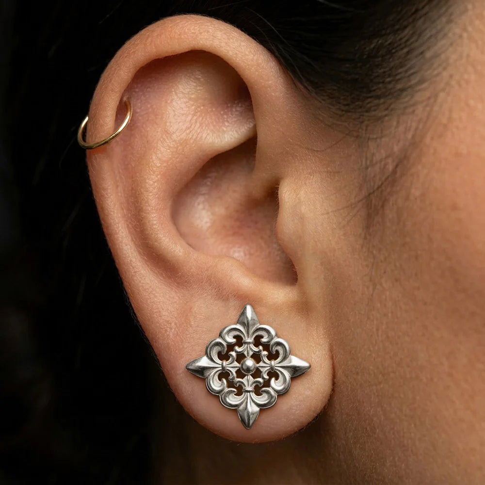 Tunnels fleur baroque en acier inoxydable (paire)