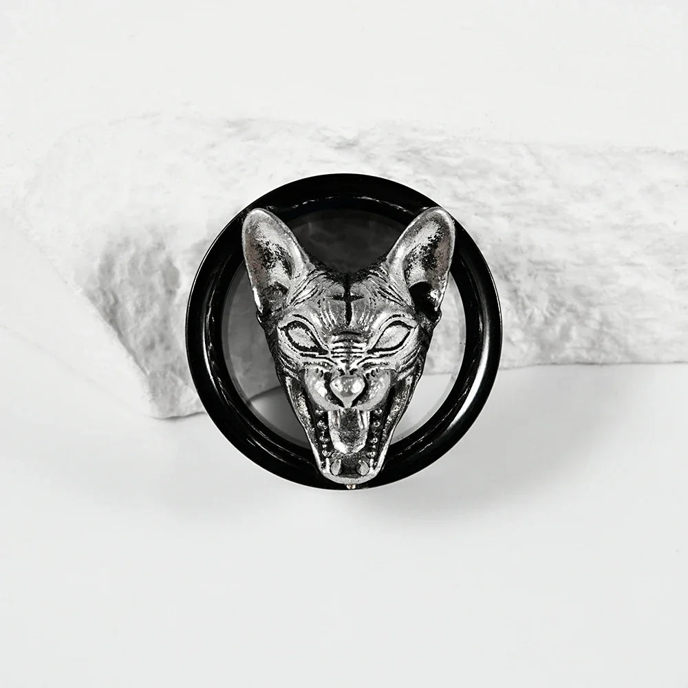 Plug chat sphynx en acier, gros plan
