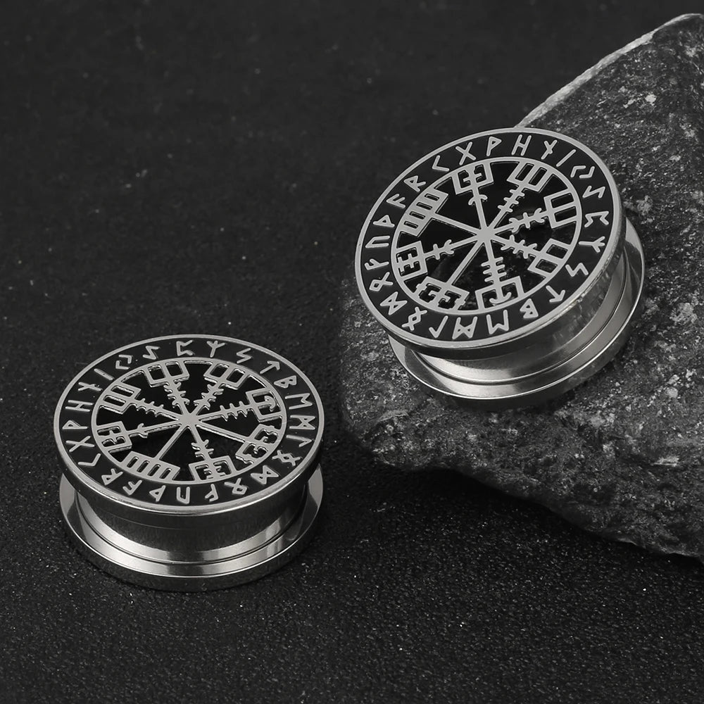 Tunnels runes vikings en acier 316 (paire)