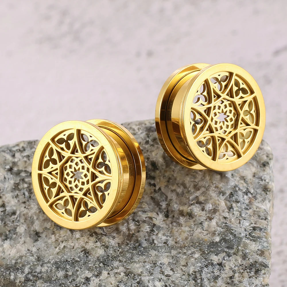 Plugs fleur en acier (paire)