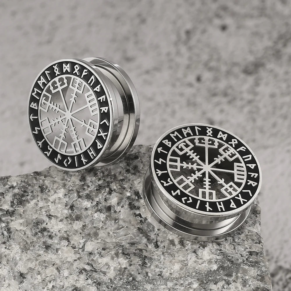 Tunnels runes vikings en acier 316 (paire)