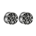 Plugs crânes argentés en acier, paire