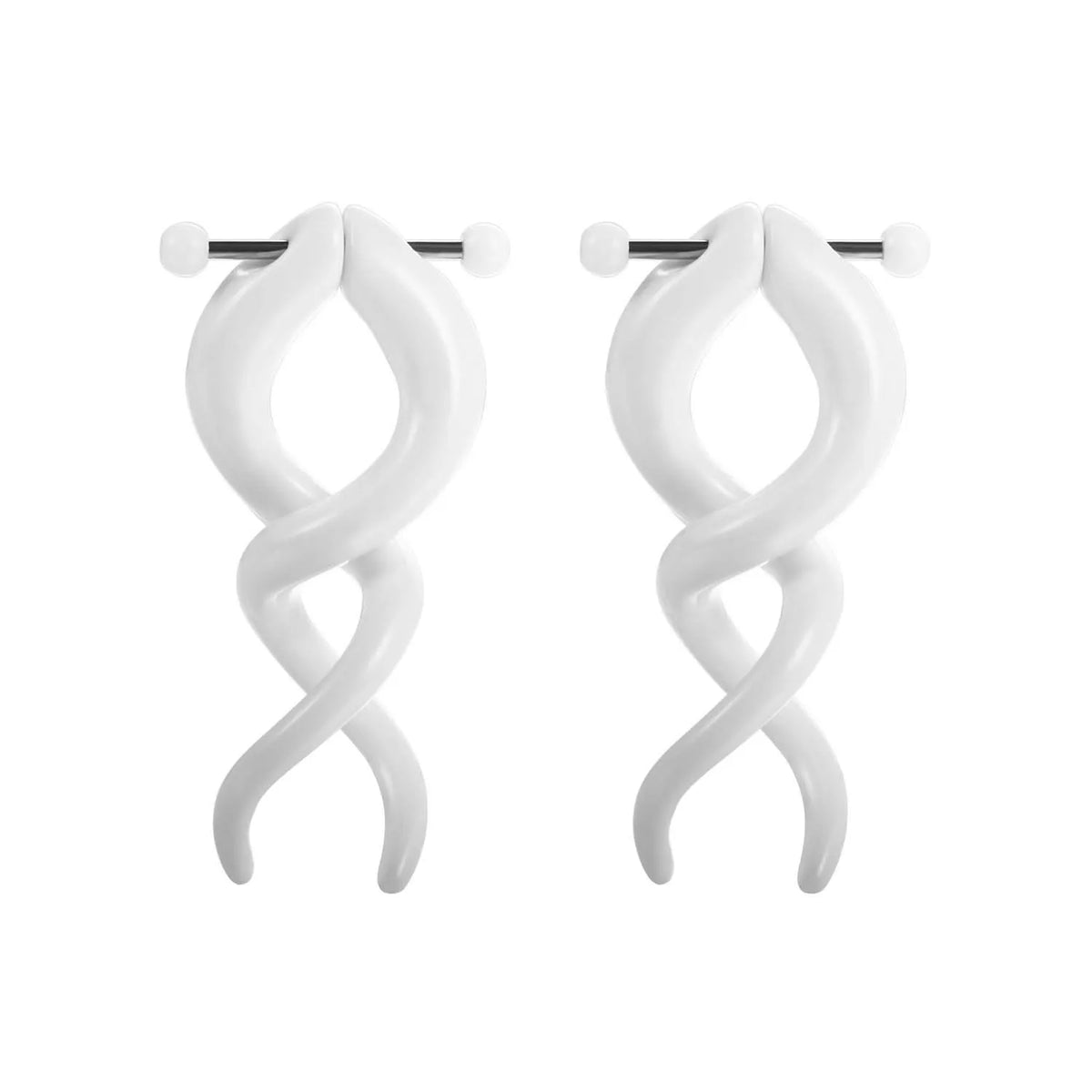 Faux écarteurs tribaux modèle torsade, blanc