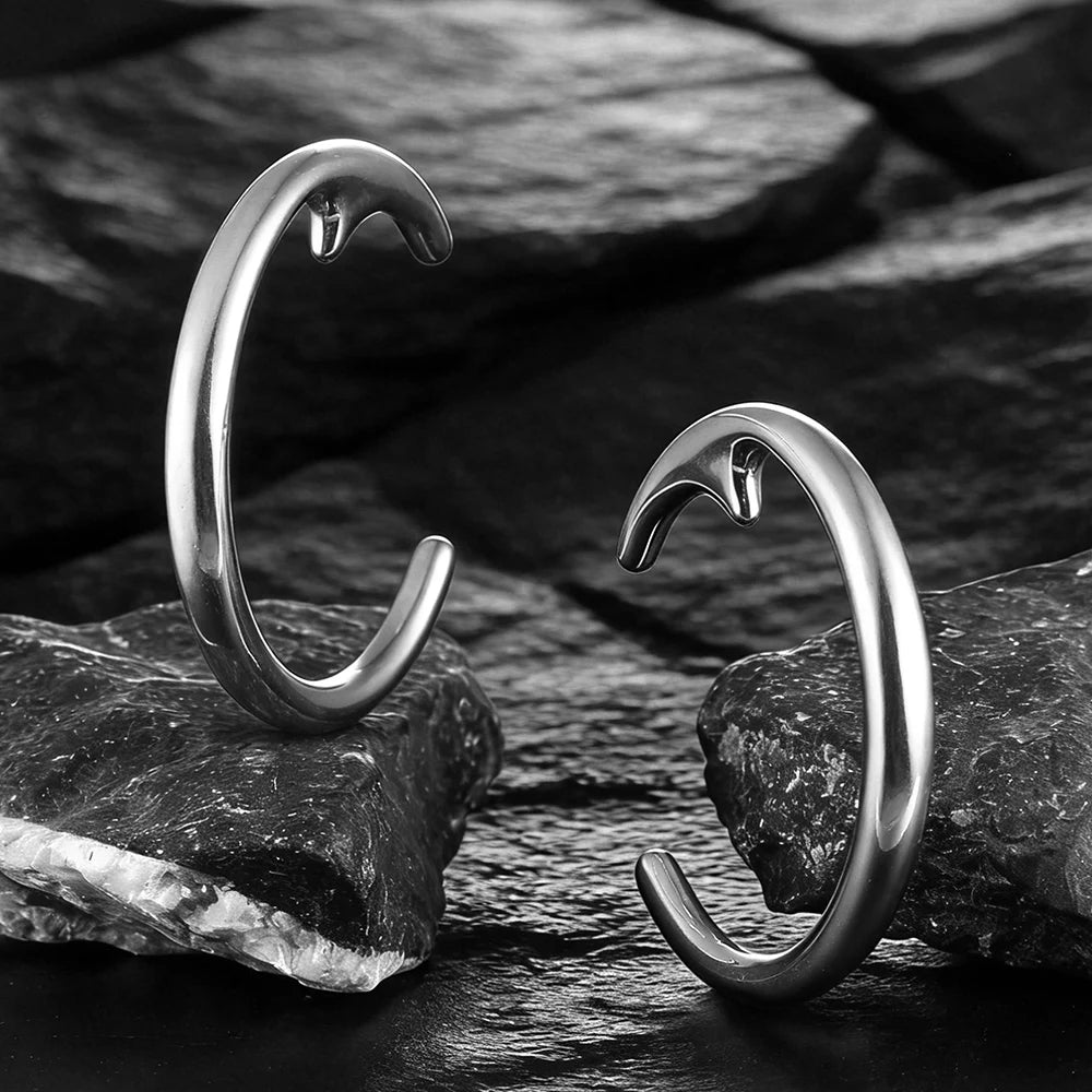 Poids d'oreille croissant de lune en acier inoxydable (paire)