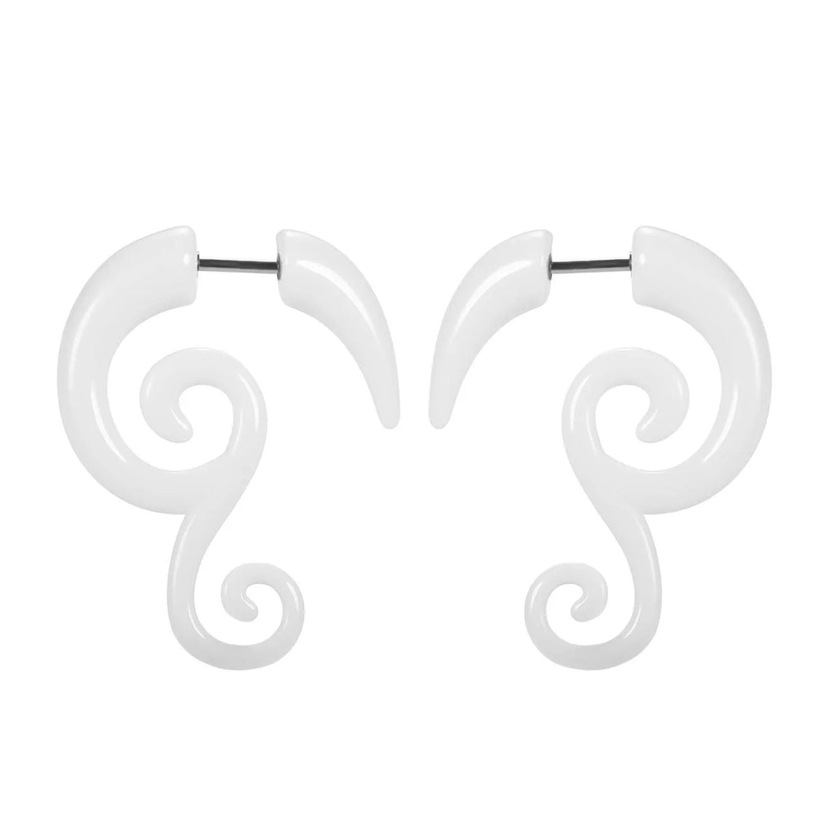 Faux écarteurs tribaux modèle croc à volute, blanc