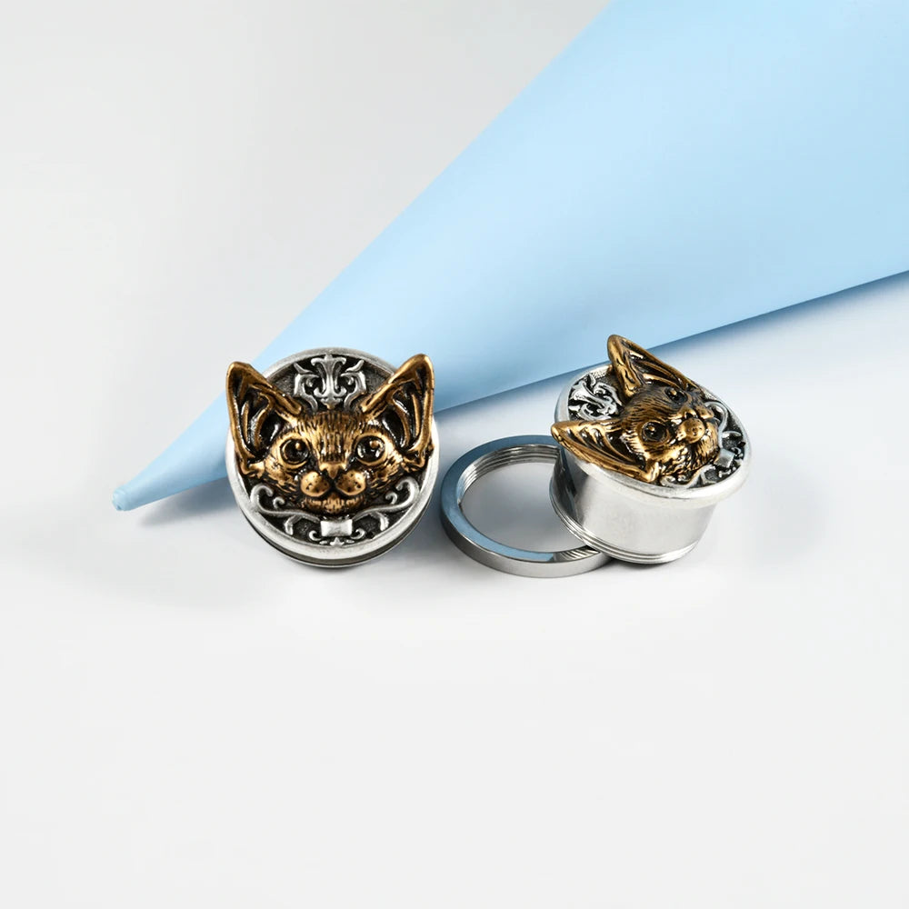 Plugs tête de chat en acier, paire