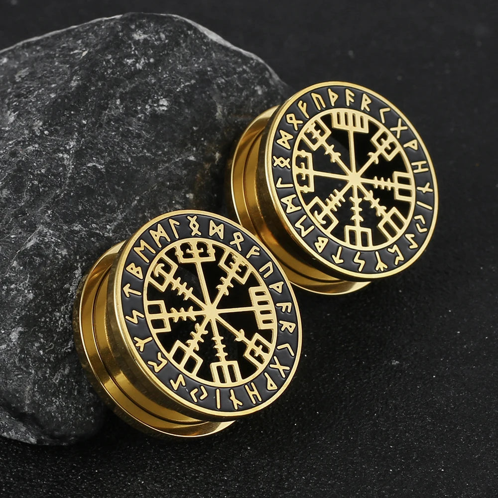 Tunnels runes vikings en acier 316 (paire)