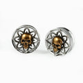Plugs crâne sur fleur en acier, paire