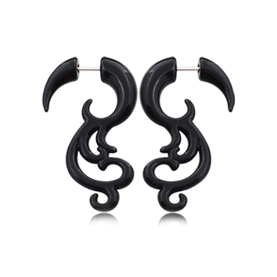 Faux écarteurs tribaux modèle arabesque, noir